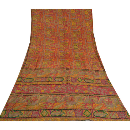 Sanskriti Vintage Indian Sarees 100% Pure Silk Hand Beaded Sari Craft Sustainable Fabric