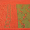Sanskriti Vintage Green Indian Sarees Art Silk Woven Printed Sari Craft Sustainable Fabric