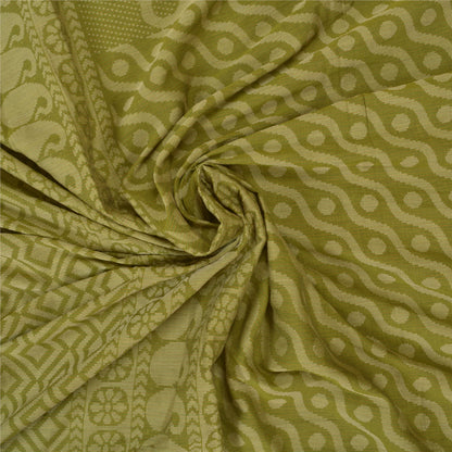 Санскритские винтажные зеленые сари 100% чистый хлопок тканый премиальный сари устойчивая ткань