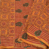 Sanskriti Vintage Saffron Sarees 100% Pure Silk Hand Beaded Kantha Sari Sustainable Fabric