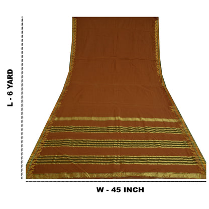 Sanskriti Vintage Orange Sarees 100% Pure Cotton Woven Zari Peacock Sari Sustainable Fabric