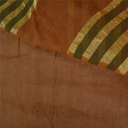Sanskriti Vintage Orange Sarees 100% Pure Cotton Woven Zari Peacock Sari Sustainable Fabric