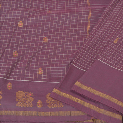 Санскритские винтажные фиолетовые сари из хлопка, ткань Zari Peacock Sari Craft Sustainable Fabric