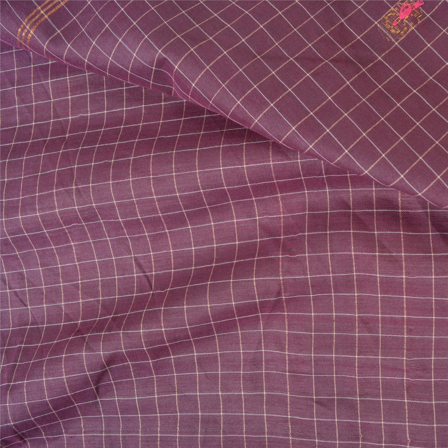 Санскритские винтажные фиолетовые сари из хлопка, ткань Zari Peacock Sari Craft Sustainable Fabric