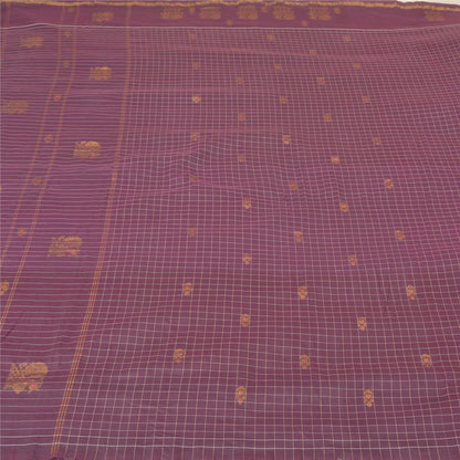 Санскритские винтажные фиолетовые сари из хлопка, ткань Zari Peacock Sari Craft Sustainable Fabric