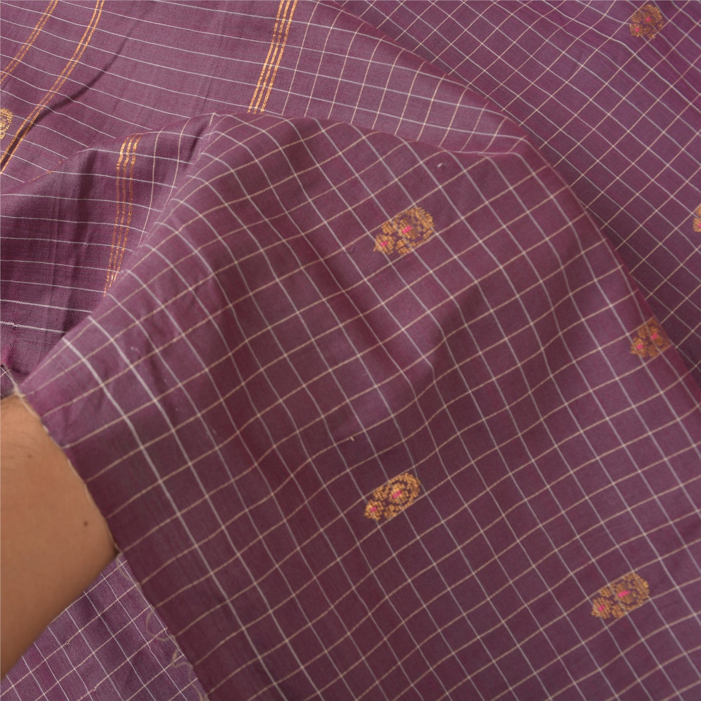 Санскритские винтажные фиолетовые сари из хлопка, ткань Zari Peacock Sari Craft Sustainable Fabric