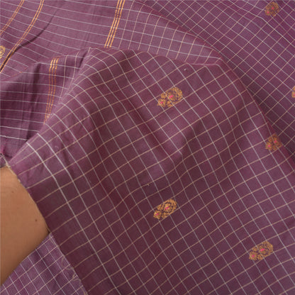 Санскритские винтажные фиолетовые сари из хлопка, ткань Zari Peacock Sari Craft Sustainable Fabric