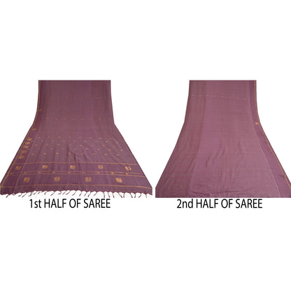 Санскритские винтажные фиолетовые сари из хлопка, ткань Zari Peacock Sari Craft Sustainable Fabric