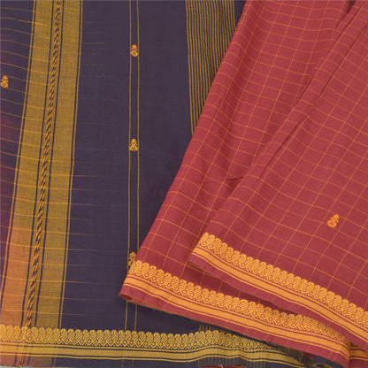 Sanskriti Vintage Lilla Sarier 100% Ren Bomuld Håndvævet Premium Sari Bæredygtigt Stoff