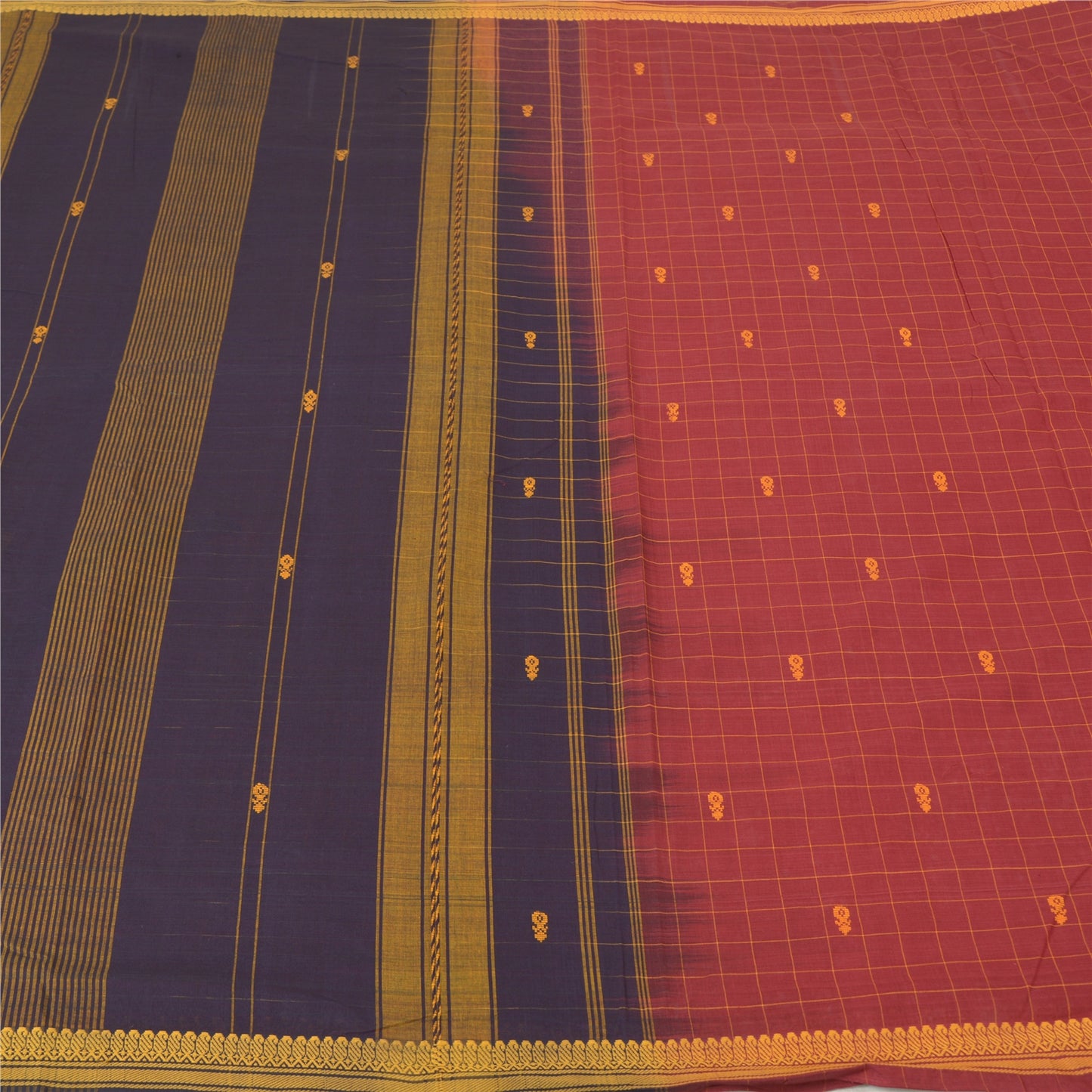 Sanskriti Vintage Lilla Sarier 100% Ren Bomuld Håndvævet Premium Sari Bæredygtigt Stoff