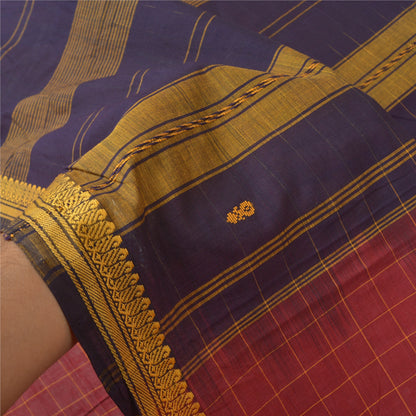 Sanskriti Vintage Lilla Sarier 100% Ren Bomuld Håndvævet Premium Sari Bæredygtigt Stoff