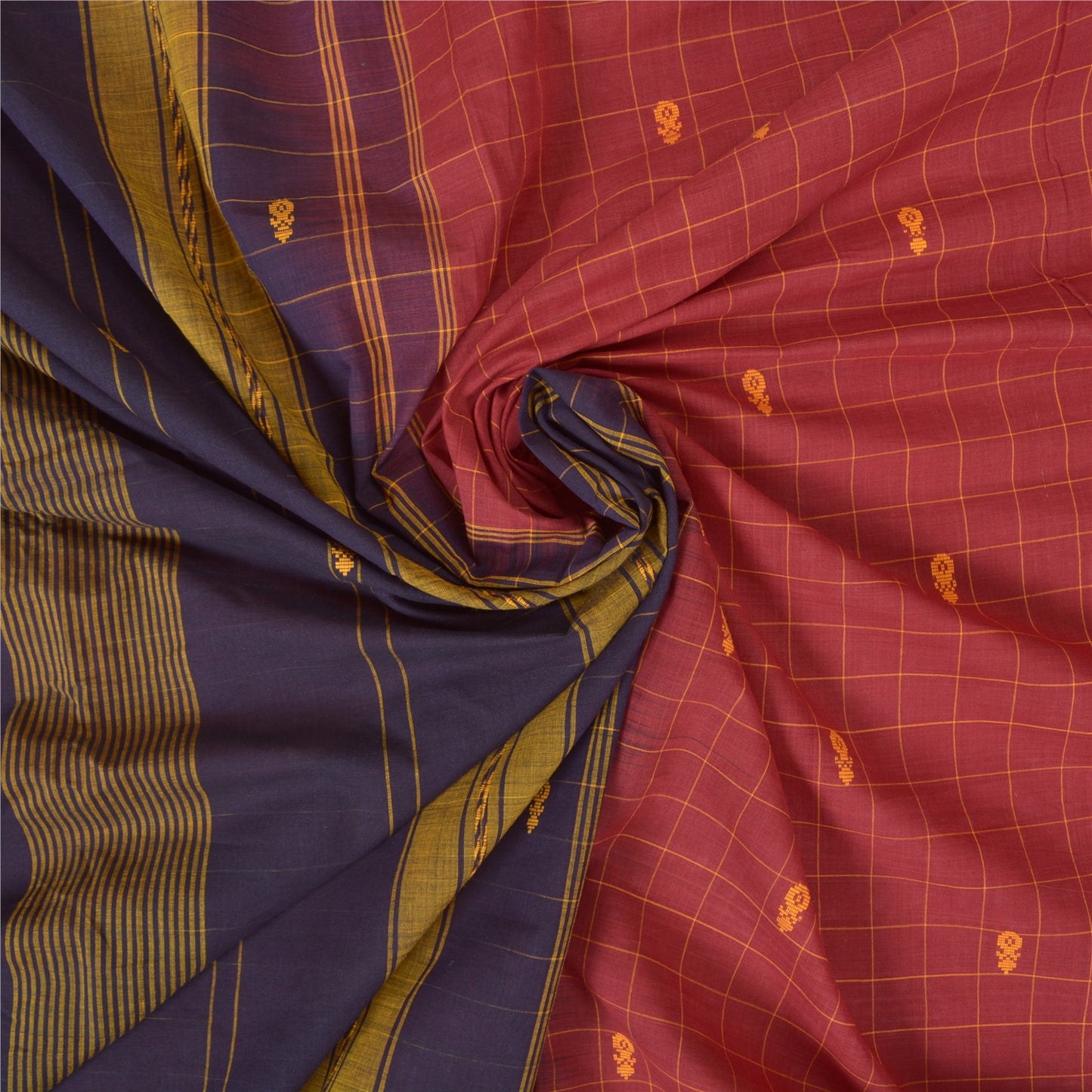 Sanskriti Vintage Lilla Sarier 100% Ren Bomuld Håndvævet Premium Sari Bæredygtigt Stoff