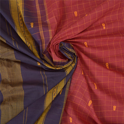 Sanskriti Vintage Lilla Sarier 100% Ren Bomuld Håndvævet Premium Sari Bæredygtigt Stoff