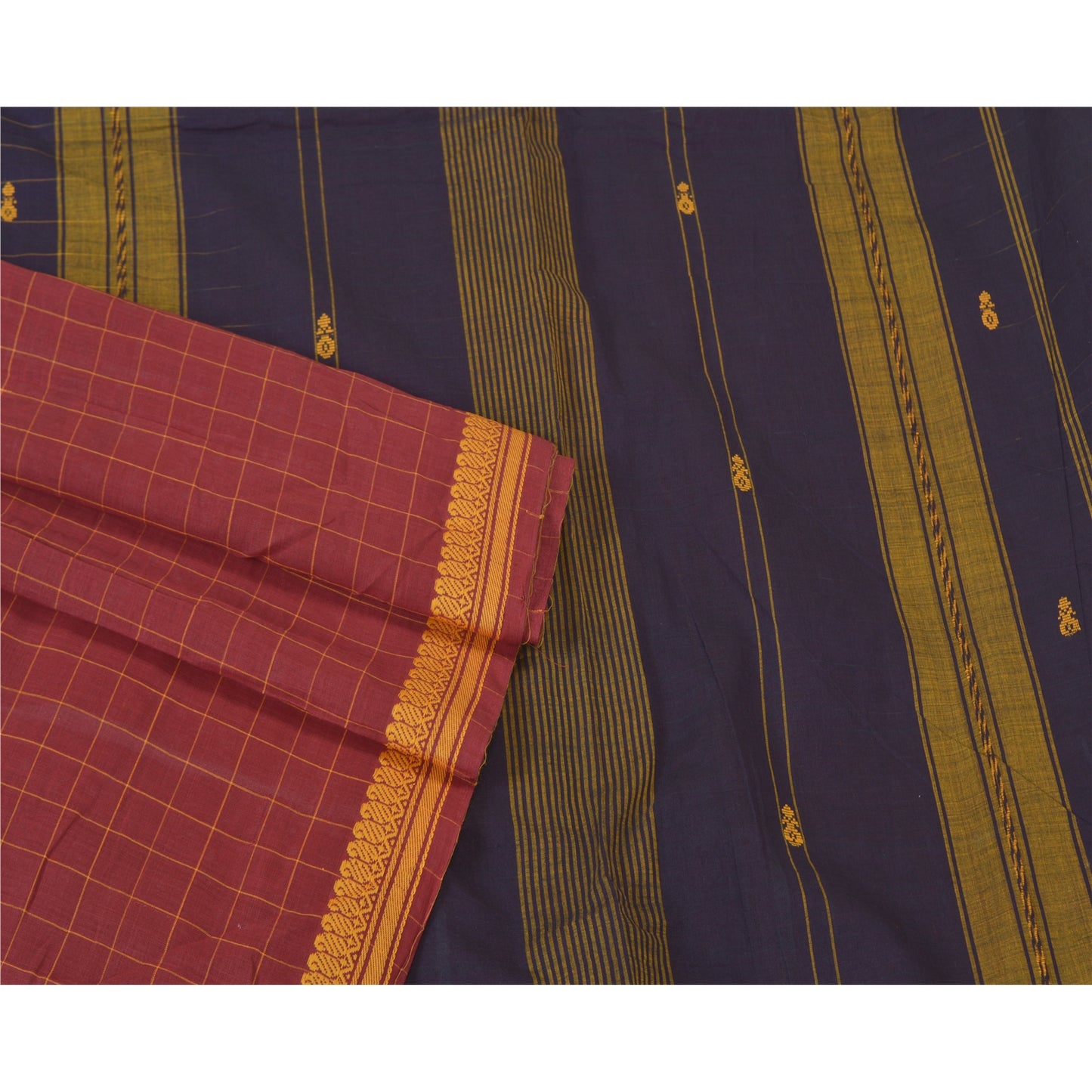 Sanskriti Vintage Lilla Sarier 100% Ren Bomuld Håndvævet Premium Sari Bæredygtigt Stoff