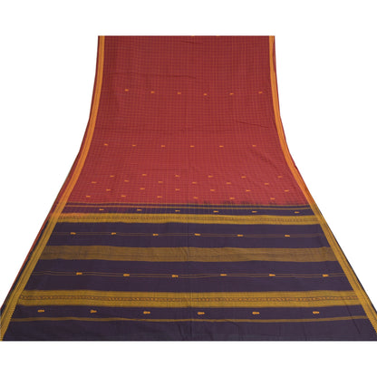 Sanskriti Vintage Lilla Sarier 100% Ren Bomuld Håndvævet Premium Sari Bæredygtigt Stoff