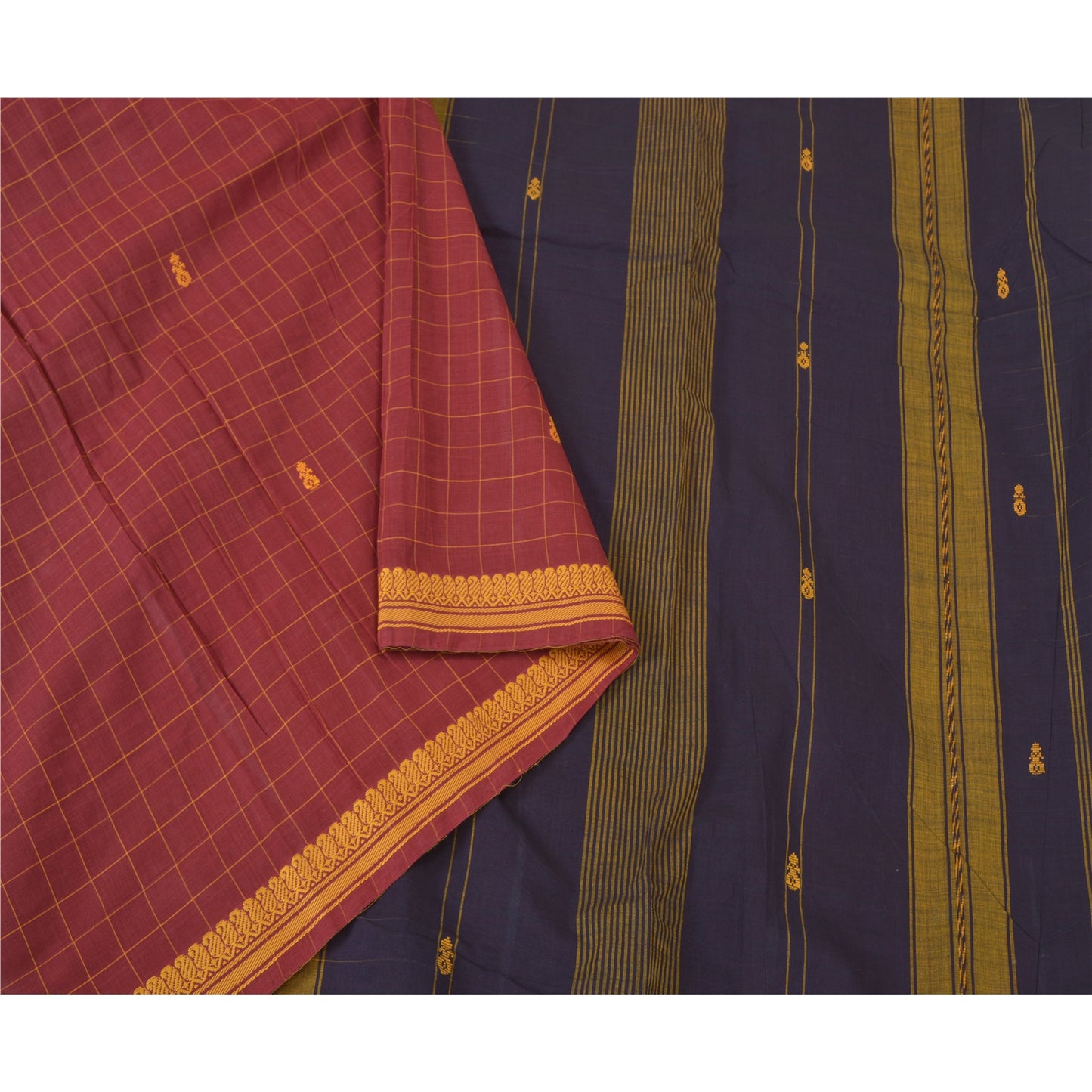 Sanskriti Vintage Lilla Sarier 100% Ren Bomuld Håndvævet Premium Sari Bæredygtigt Stoff