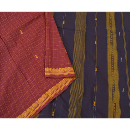 Sanskriti Vintage Lilla Sarier 100% Ren Bomuld Håndvævet Premium Sari Bæredygtigt Stoff