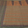 Sanskriti Vintage Brown Sarees Pure Silk Embroidered Block Printed Sari Sustainable Fabric