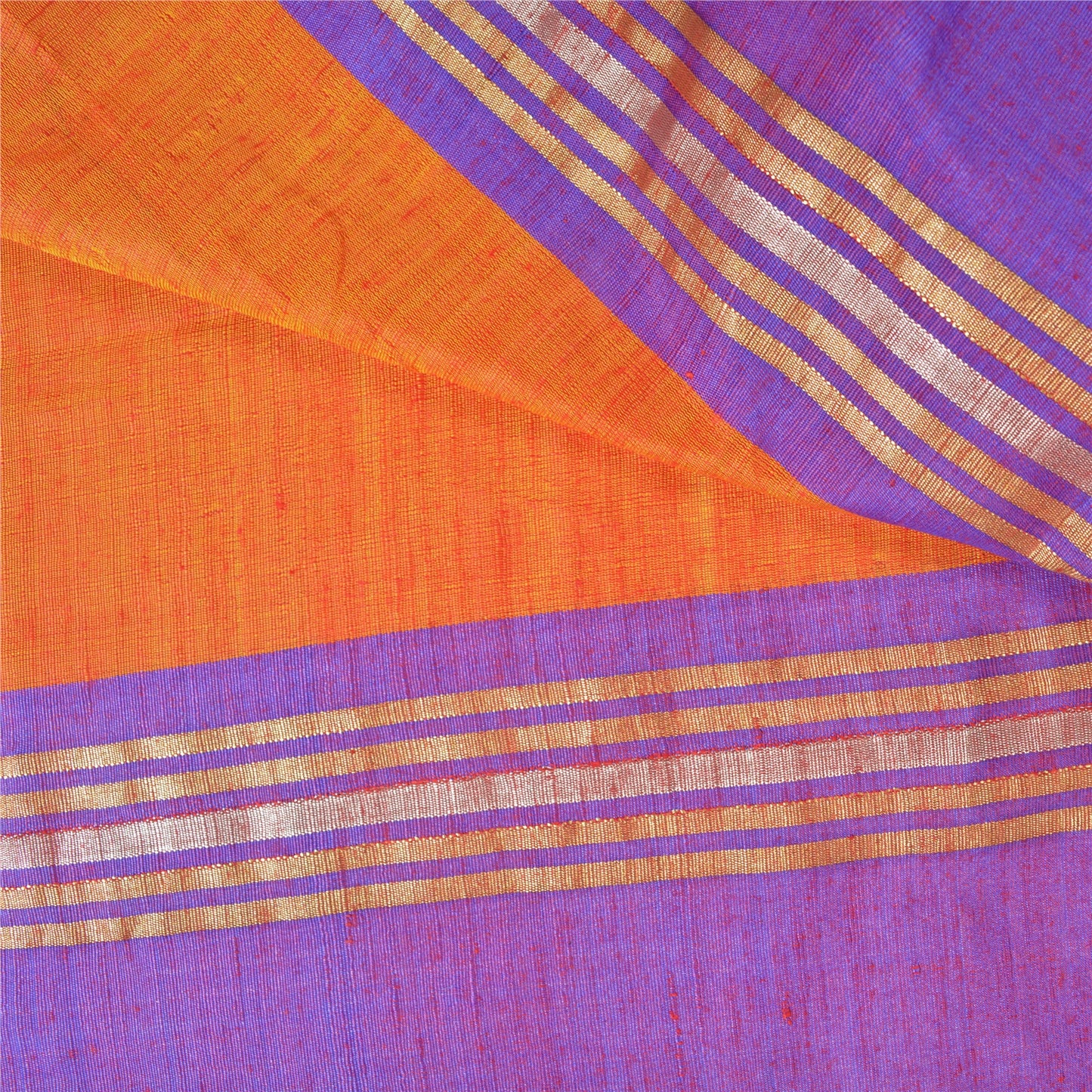 Sanskriti Vintage Orange Indian Sarees Art Silk Woven Premium Sari Craft Sustainable Fabric