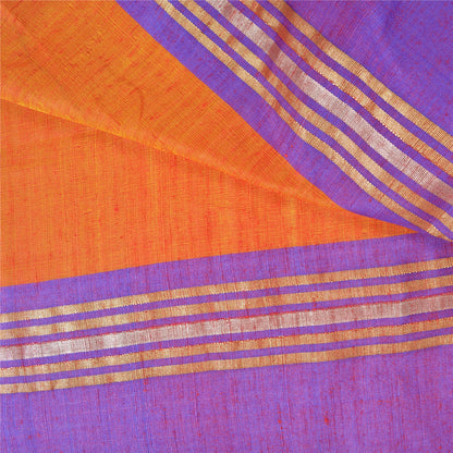 Sanskriti Vintage Orange Indian Sarees Art Silk Woven Premium Sari Craft Sustainable Fabric
