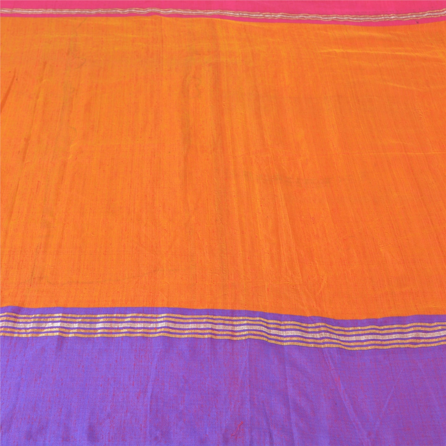 Sanskriti Vintage Orange Indian Sarees Art Silk Woven Premium Sari Craft Sustainable Fabric