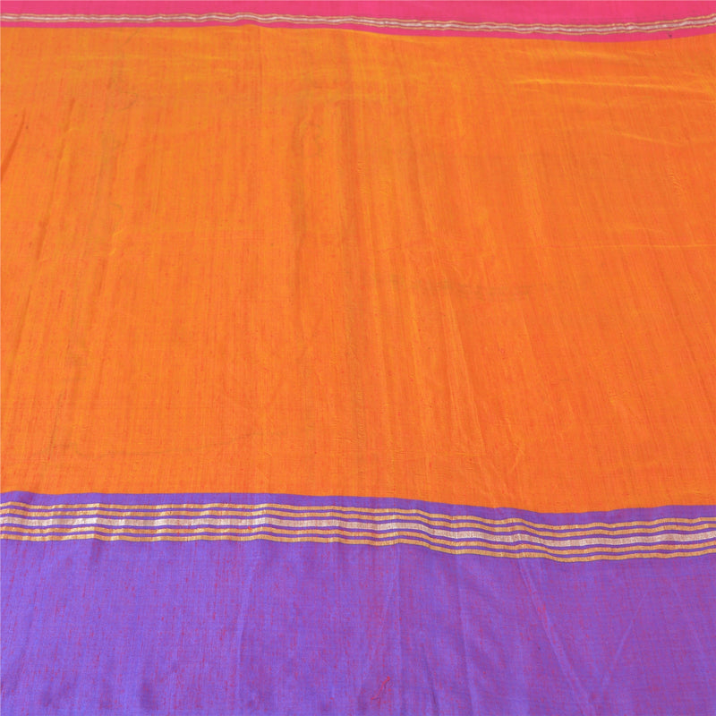 Sanskriti Vintage Orange Indian Sarees Art Silk Woven Premium Sari Craft Sustainable Fabric