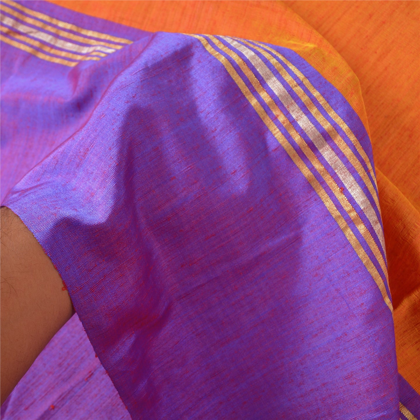 Sanskriti Vintage Orange Indian Sarees Art Silk Woven Premium Sari Craft Sustainable Fabric