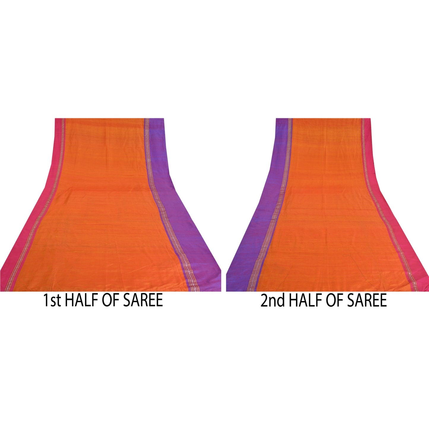 Sanskriti Vintage Orange Indian Sarees Art Silk Woven Premium Sari Craft Sustainable Fabric