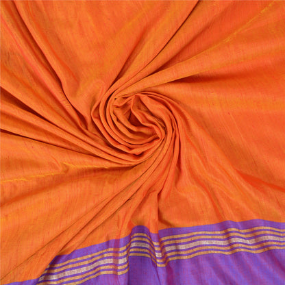 Sanskriti Vintage Orange Indian Sarees Art Silk Woven Premium Sari Craft Sustainable Fabric