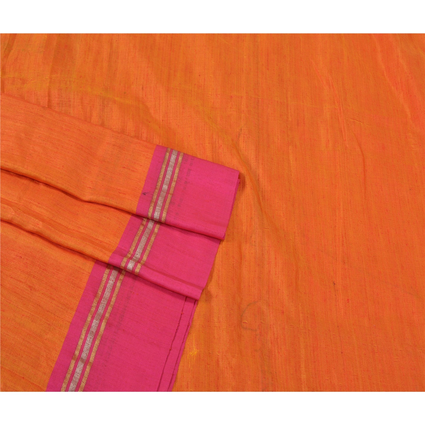 Sanskriti Vintage Orange Indian Sarees Art Silk Woven Premium Sari Craft Sustainable Fabric