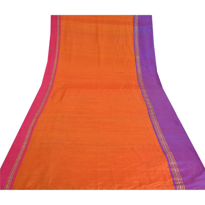 Sanskriti Vintage Orange Indian Sarees Art Silk Woven Premium Sari Craft Sustainable Fabric
