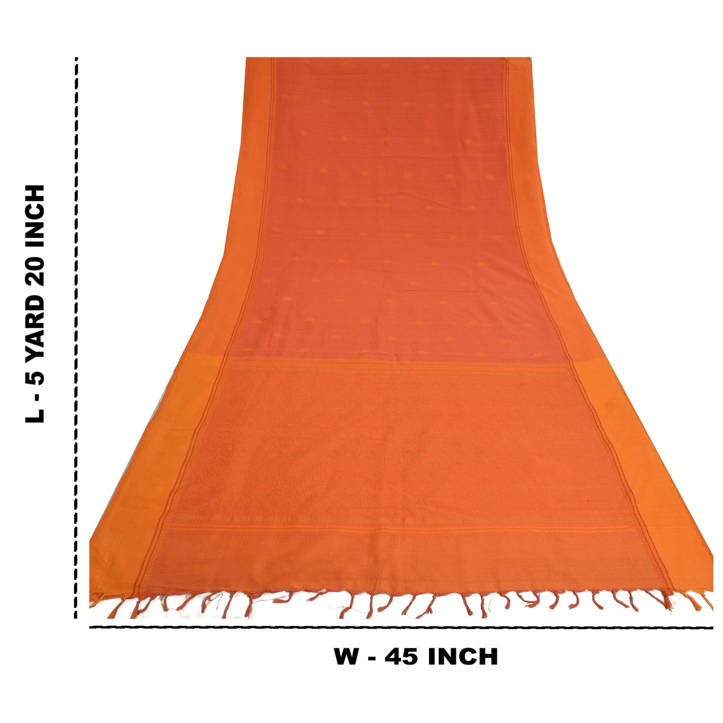 Sanskriti Vintage Orange Sarees Pure Silk Hand-Woven Premium Sari Craft Sustainable Fabric