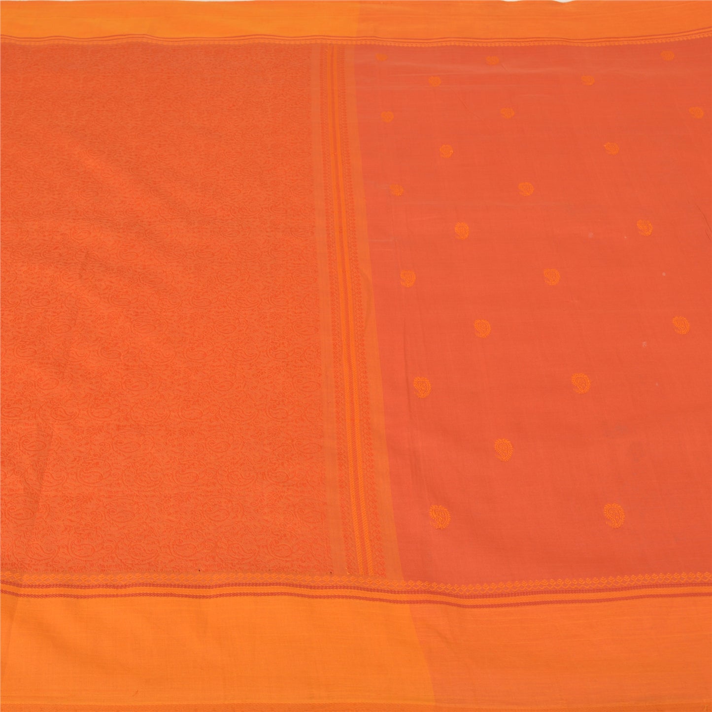 Sanskriti Vintage Orange Sarees Pure Silk Hand-Woven Premium Sari Craft Sustainable Fabric