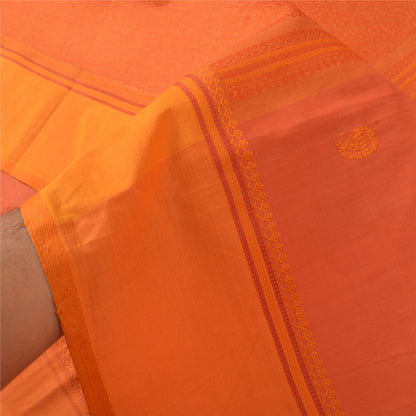 Sanskriti Vintage Orange Sarees Pure Silk Hand-Woven Premium Sari Craft Sustainable Fabric