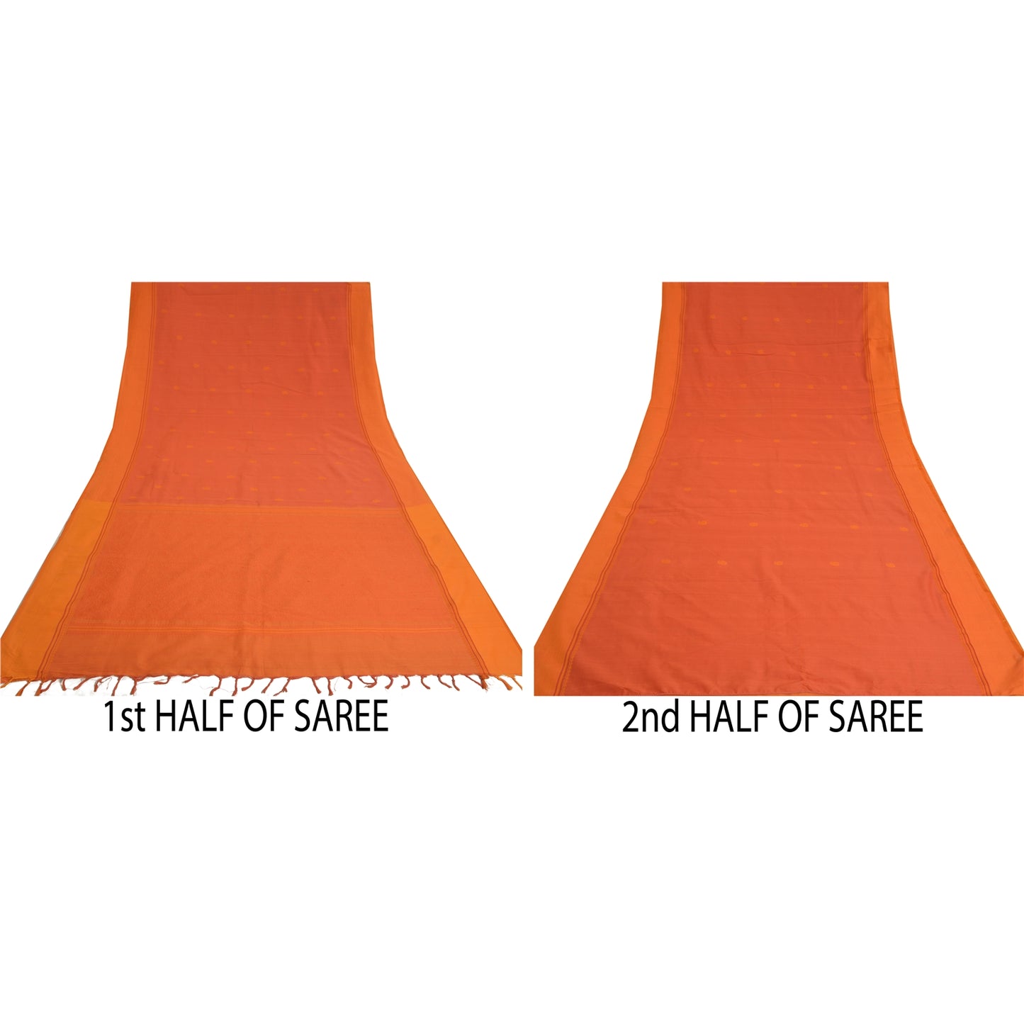 Sanskriti Vintage Orange Sarees Pure Silk Hand-Woven Premium Sari Craft Sustainable Fabric