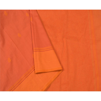 Sanskriti Vintage Orange Sarees Pure Silk Hand-Woven Premium Sari Craft Sustainable Fabric