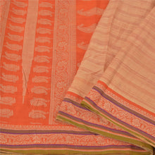 Load image into Gallery viewer, Sanskriti Vintage Peach Sarees 100% Pure Cotton Woven Premium Sari Craft Fabric
