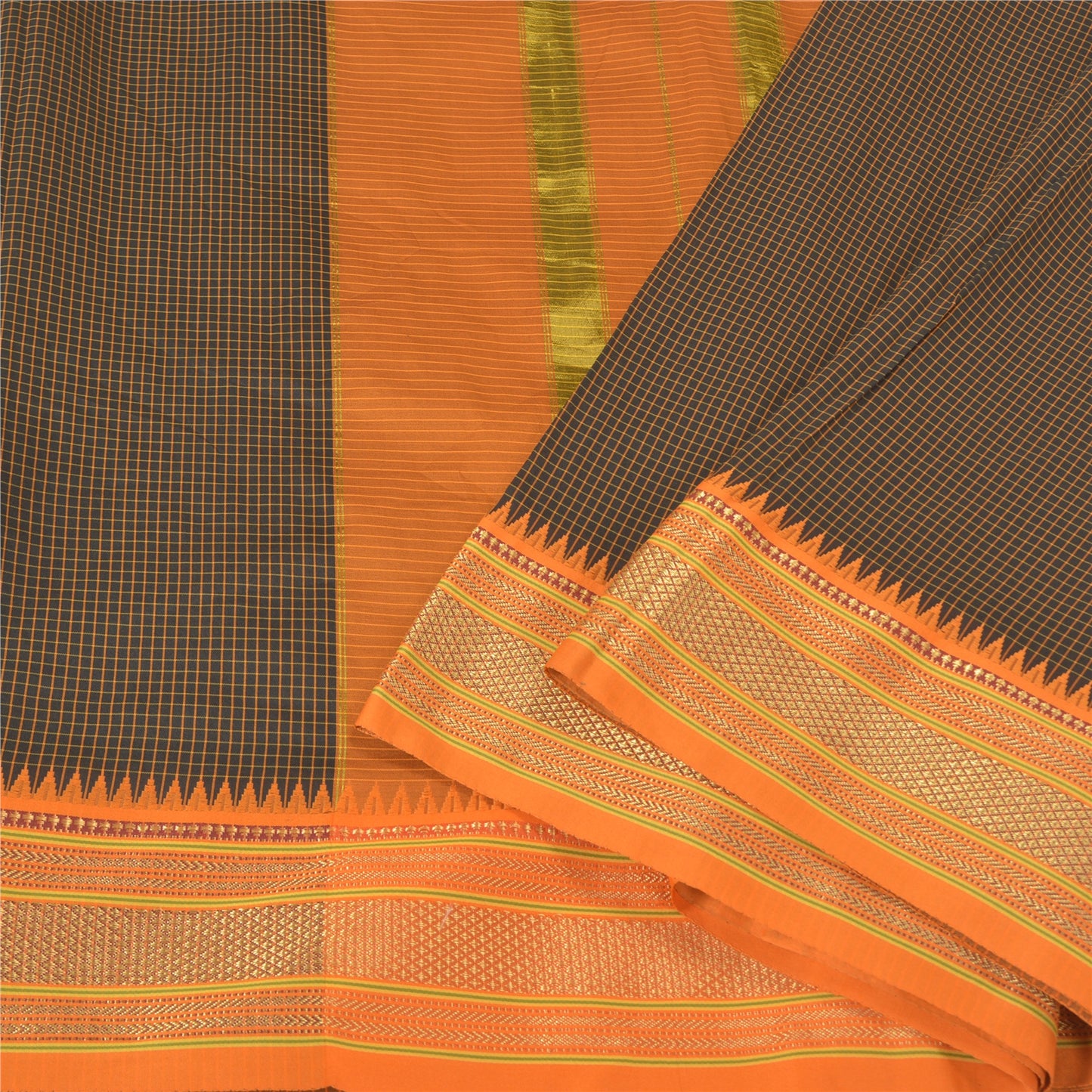 Sanskriti Vintage Sarees Black Zari Woven Artificial Silk Sari 5yd Craft Sustainable Fabric