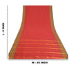 Sanskriti Vintage Sarees Indian Red Zari Woven Artificial Silk Sari Craft Sustainable Fabric