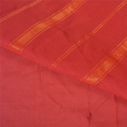 Sanskriti Vintage Sarees Indian Red Zari Woven Artificial Silk Sari Craft Sustainable Fabric
