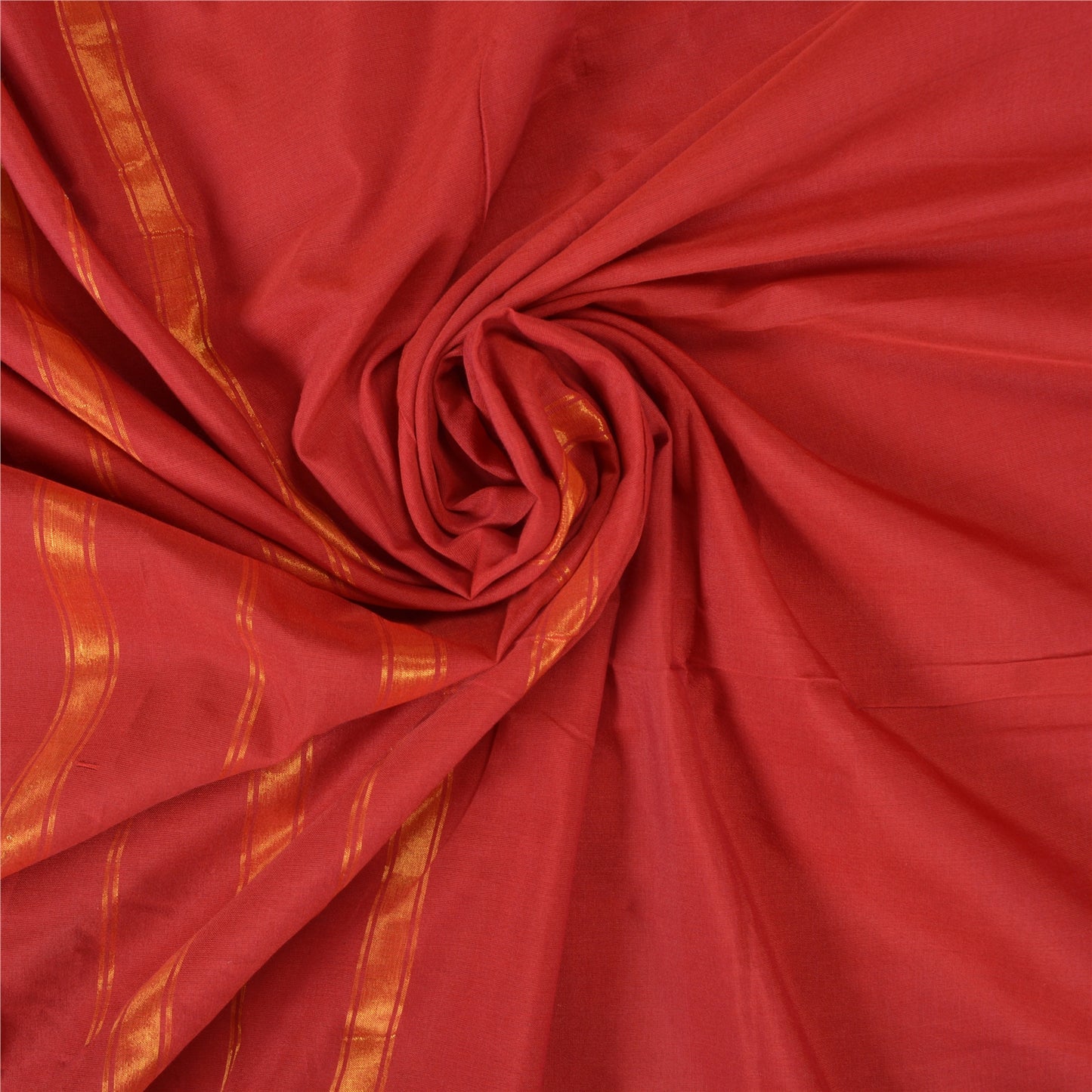 Sanskriti Vintage Sarees Indian Red Zari Woven Artificial Silk Sari Craft Sustainable Fabric