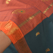 Load image into Gallery viewer, Sanskriti Vintage Deep Green Heavy Sarees Cotton Woven Brocade Zari Sari Fabric
