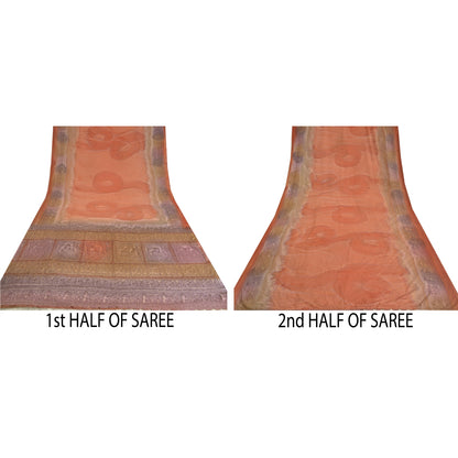 Sanskriti Vintage Indian Sarees Blend Silk Hand Beaded Premium Sari Craft Sustainable Fabric