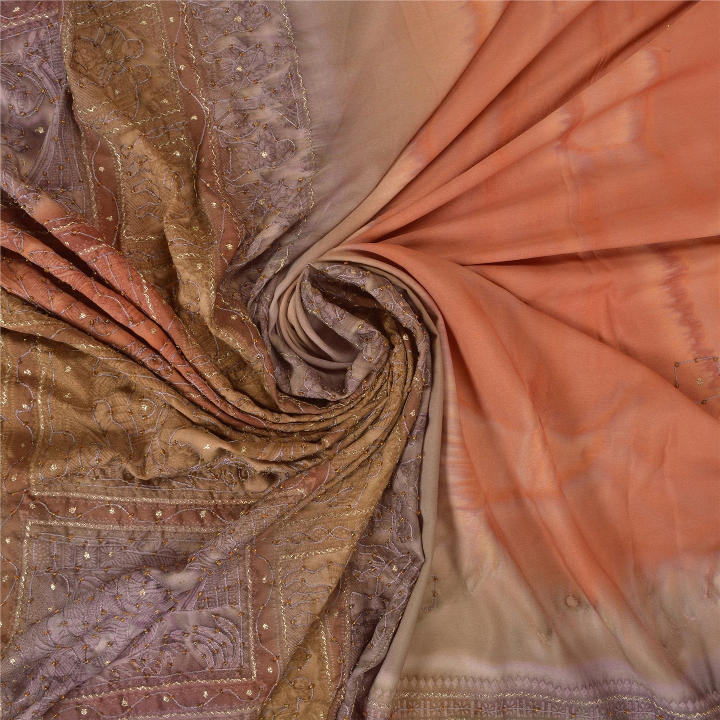 Sanskriti Vintage Indian Sarees Blend Silk Hand Beaded Premium Sari Craft Sustainable Fabric