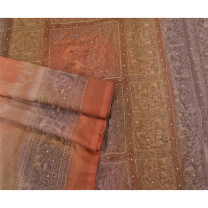Sanskriti Vintage Indian Sarees Blend Silk Hand Beaded Premium Sari Craft Sustainable Fabric
