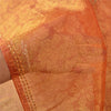 Sanskriti Vintage Golden Orange Sarees Tissue Hand Beaded Woven Sari Sustainable Fabric