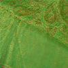 Sanskriti Vintage Green Indian Sarees Art Silk Woven Sari Craft 5 Yard Sustainable Fabric