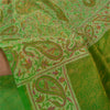 Sanskriti Vintage Green Indian Sarees Art Silk Woven Sari Craft 5 Yard Sustainable Fabric