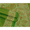 Sanskriti Vintage Green Indian Sarees Art Silk Woven Sari Craft 5 Yard Sustainable Fabric