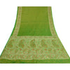 Sanskriti Vintage Green Indian Sarees Art Silk Woven Sari Craft 5 Yard Sustainable Fabric